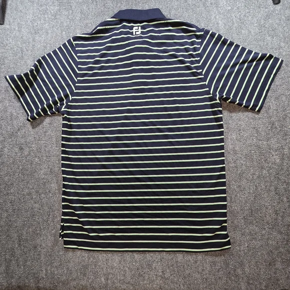 FootJoy Navy Lime Striped Golf Polo Shirt Mens M BP Logo - Picture 6 of 6
